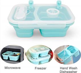 img 2 attached to CARTINTS Collapsible Silicone Lunch Box With 2 Compartments And Lids - Ideal For Camping, Microwave And Freezer Safe Silicone Lunch Containers And Bowls