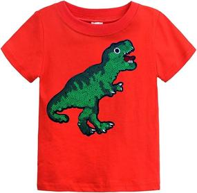 img 4 attached to 🦖 Boys' Clothing - Dinosaur Sequin T-Shirt by Mary Cotton - Tops, Tees & Shirts