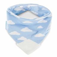 booginhead newborn cotton bandana teether bib, blue/white clouds logo