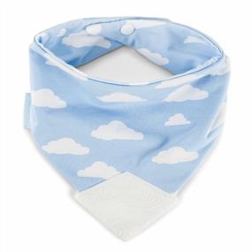 img 4 attached to BooginHead Newborn Cotton Bandana Teether Bib, Blue/White Clouds