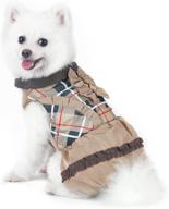 🐶 scenereal dog winter dress: waterproof cold weather coat with warm pet fleece lining - classic plaid dog jacket for small-medium dogs girls, cream m логотип