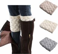 3 pairs women's crochet knitted boot cuffs short boots leg warmers socks логотип