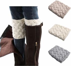 img 4 attached to 3 Pairs Women'S Crochet Knitted Boot Cuffs Short Boots Leg Warmers Socks