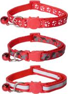 🐱 detachable nylon cat collars with bells - set of 3, adjustable & super soft pet collar with name tag - ideal for girls or boys cats logo