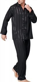 img 4 attached to 👔 Black Satin Pajamas: Comfortable Loungewear for Men's Sleepwear