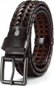 img 4 attached to Stylish And Durable Men'S Braided Leather Belt - Ideal For Casual Jeans - Hand-Woven With 1 3/8" Width - Perfect Gift Option From CHAOREN