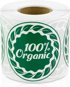 img 4 attached to 300 Organic Green Leaf Labels - 100% Organic Stickers 2" Round Circle Dot For Deli Food Packaging [1 Roll=300 Labels]