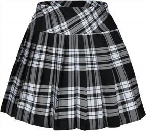 img 4 attached to Classic Style: Women'S Plaid Pleated Skirt With Elastic Waistband - Perfect For School Uniform