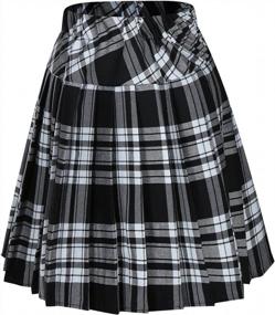 img 2 attached to Classic Style: Women'S Plaid Pleated Skirt With Elastic Waistband - Perfect For School Uniform