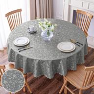 smiry 70" round waterproof vinyl tablecloth - heavy duty, wipeable table cover for kitchen and dining room (grey) logo