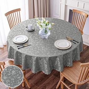 img 4 attached to Smiry 70" Round Waterproof Vinyl Tablecloth - Heavy Duty, Wipeable Table Cover For Kitchen And Dining Room (Grey)