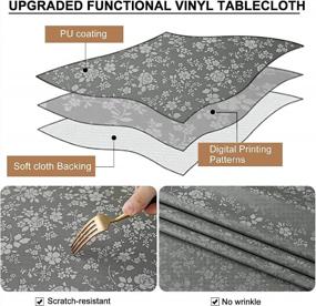 img 3 attached to Smiry 70" Round Waterproof Vinyl Tablecloth - Heavy Duty, Wipeable Table Cover For Kitchen And Dining Room (Grey)