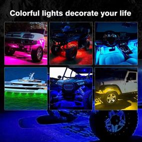 img 1 attached to MICTUNING Q1 RGB LED Rock Lights 4 Pods Multicolor Underglow Neon Light Waterproof App Control Remote Control Music Mode Underbody Lighting Kit