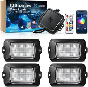 img 4 attached to MICTUNING Q1 RGB LED Rock Lights 4 Pods Multicolor Underglow Neon Light Waterproof App Control Remote Control Music Mode Underbody Lighting Kit