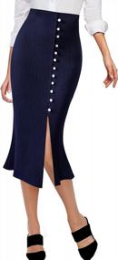 img 3 attached to VFSHOW Womens Buttons High Waist Work Party Mermaid Pencil Midi Skirt