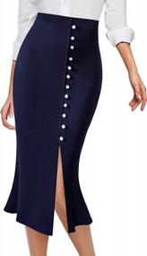 img 4 attached to VFSHOW Womens Buttons High Waist Work Party Mermaid Pencil Midi Skirt