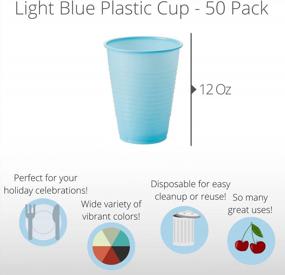 img 1 attached to 50 Count Light Blue 12 Oz Plastic Cups - Perfect Disposable Party Tumblers For All Occasions!