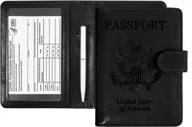 secure your travel documents with acdream's rfid blocking passport and vaccine card holder combo in black for women and men logo