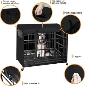 img 2 attached to 🐶 STARTWO Durable Polyester Dog Crate Cover - Universal Pet Kennel Cover with Double Door and Zipper Strip, Suitable for 36 Inch Medium and Large Dog Kennel (Black)