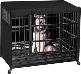 img 4 attached to 🐶 STARTWO Durable Polyester Dog Crate Cover - Universal Pet Kennel Cover with Double Door and Zipper Strip, Suitable for 36 Inch Medium and Large Dog Kennel (Black)