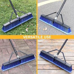 img 2 attached to 🧹 Outdoor Heavy Duty Push Broom - 24 inches, 63&#34; Long Handle for Cleaning Deck, Driveway, Garage, Yard, Patio, Concrete Floors - Blue