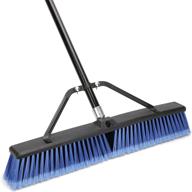 🧹 outdoor heavy duty push broom - 24 inches, 63&#34; long handle for cleaning deck, driveway, garage, yard, patio, concrete floors - blue logo