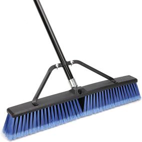 img 4 attached to 🧹 Outdoor Heavy Duty Push Broom - 24 inches, 63&#34; Long Handle for Cleaning Deck, Driveway, Garage, Yard, Patio, Concrete Floors - Blue