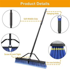 img 3 attached to 🧹 Outdoor Heavy Duty Push Broom - 24 inches, 63&#34; Long Handle for Cleaning Deck, Driveway, Garage, Yard, Patio, Concrete Floors - Blue