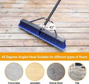 img 1 attached to 🧹 Outdoor Heavy Duty Push Broom - 24 inches, 63&#34; Long Handle for Cleaning Deck, Driveway, Garage, Yard, Patio, Concrete Floors - Blue