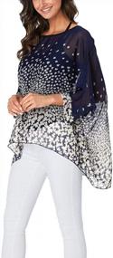 img 1 attached to Women'S Chiffon Caftan Poncho Tunic Top - Bohemian Style, Batwing Sleeve, Butterflies Print, Beach Loose Shirt