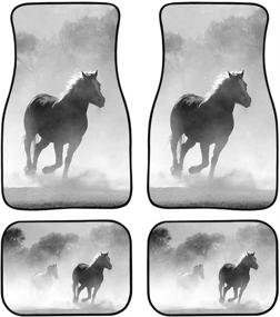 img 2 attached to Amzbeauty 3D Horse Design Car Floor Mats All Weather Rubber Backing Non-Slip Universal Front &Amp