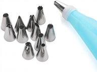 12-piece cake decorating kit: 12 stainless steel icing tips, 2 reusable piping bags & couplers for professional results! logo