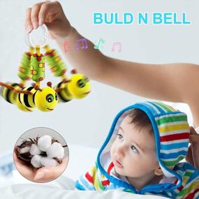 img 2 attached to Soft Plush Animal Hanging Rattle Toys With Wind Chimes For Baby Bed, Crib, Car Seat, Travel, And Stroller - Best Newborn Birthday Gift For 0-18 Months - Cute Ladybug And Bee Design