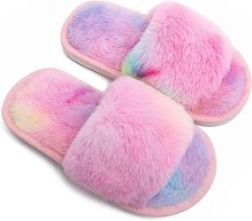 img 1 attached to Girls Slippers Fluffy Indoor Outdoor Boys' Shoes ~ Slippers