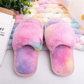 img 2 attached to Girls Slippers Fluffy Indoor Outdoor Boys' Shoes ~ Slippers