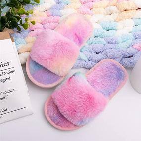 img 3 attached to Girls Slippers Fluffy Indoor Outdoor Boys' Shoes ~ Slippers