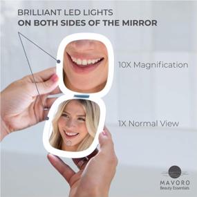 img 1 attached to Mavoro LED Lighted Travel Makeup Mirror, Rechargeable, 1X/10X Magnification - Daylight LED, Pocket Or Purse Mirror, Small Travel Mirror. Folding Portable Mirror, Touch Sensor, USB (Graphite Grey)