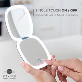 img 3 attached to Mavoro LED Lighted Travel Makeup Mirror, Rechargeable, 1X/10X Magnification - Daylight LED, Pocket Or Purse Mirror, Small Travel Mirror. Folding Portable Mirror, Touch Sensor, USB (Graphite Grey)