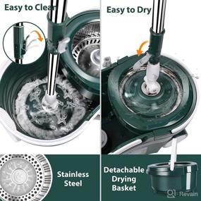 img 3 attached to 🧹 ZNM Spin Mop and Bucket: Convenient 360 Floor Cleaning System with Wheels, Ideal for Home Hardwood & Laminate - Wet/Dry, Includes 5 Microfiber Replacement Heads & Cleaning Brush