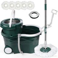 🧹 znm spin mop and bucket: convenient 360 floor cleaning system with wheels, ideal for home hardwood & laminate - wet/dry, includes 5 microfiber replacement heads & cleaning brush logo