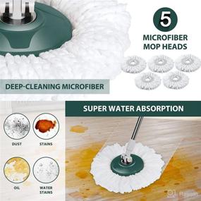 img 1 attached to 🧹 ZNM Spin Mop and Bucket: Convenient 360 Floor Cleaning System with Wheels, Ideal for Home Hardwood & Laminate - Wet/Dry, Includes 5 Microfiber Replacement Heads & Cleaning Brush