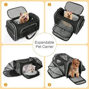 img 3 attached to 🐱 Estarer Airline Approved Soft Sided Pet Carrier - 4 Sides Expandable Collapsible Cat Carrier with Pockets, Removable Fleece Pad - Travel Carrier Bag for Cats, Dogs, and Small Animals