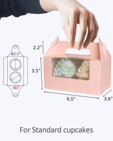 img 1 attached to Розовая коробка для кексов Yotruth, 2 держателя (25 упаковок), 6,2 X 3,5 X 3,5 дюйма, подставка для кексов со вставкой и витриной