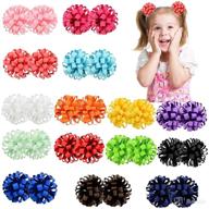 💕 30pcs/15pairs baby girls elastic hair ties with grosgrain ribbon hair bows - 3inch length - perfect ponytail holders for baby girls, teens, and toddlers logo