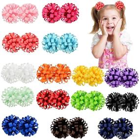 img 4 attached to 💕 30PCS/15Pairs Baby Girls Elastic Hair Ties with Grosgrain Ribbon Hair Bows - 3Inch Length - Perfect Ponytail Holders for Baby Girls, Teens, and Toddlers