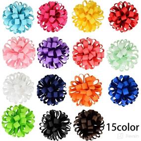 img 3 attached to 💕 30PCS/15Pairs Baby Girls Elastic Hair Ties with Grosgrain Ribbon Hair Bows - 3Inch Length - Perfect Ponytail Holders for Baby Girls, Teens, and Toddlers