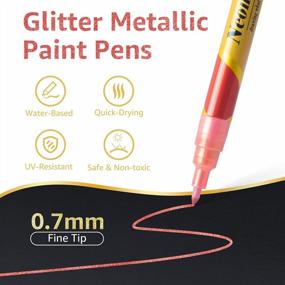 img 3 attached to 18-Piece JR.WHITE Glitter Metallic Paint Pens: Water-Based Sparkle Marker For Wood, Art, Rock Painting, Scrapbooking, And More