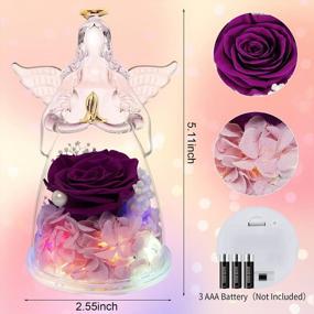 img 2 attached to Purple Preserved Flower Rose In Glass Figurine With LED Lights - Romantic Valentine'S Day, Birthday Or Anniversary Gift For Women, Mom Or Her