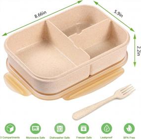 img 3 attached to Leak Proof Jeopace Bento Box With 3 Compartments And Flatware Included, Microwave Safe Lunch Containers For Adults And Kids, Champagne Color