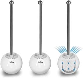 img 4 attached to 🚽 Efficient Toilet Brush Set: Topsky 3 Pack Compact Cleaner and Holder with Steel Handle - Ergonomic, Sturdy, Deep Cleaning - Bathroom Storage Solution